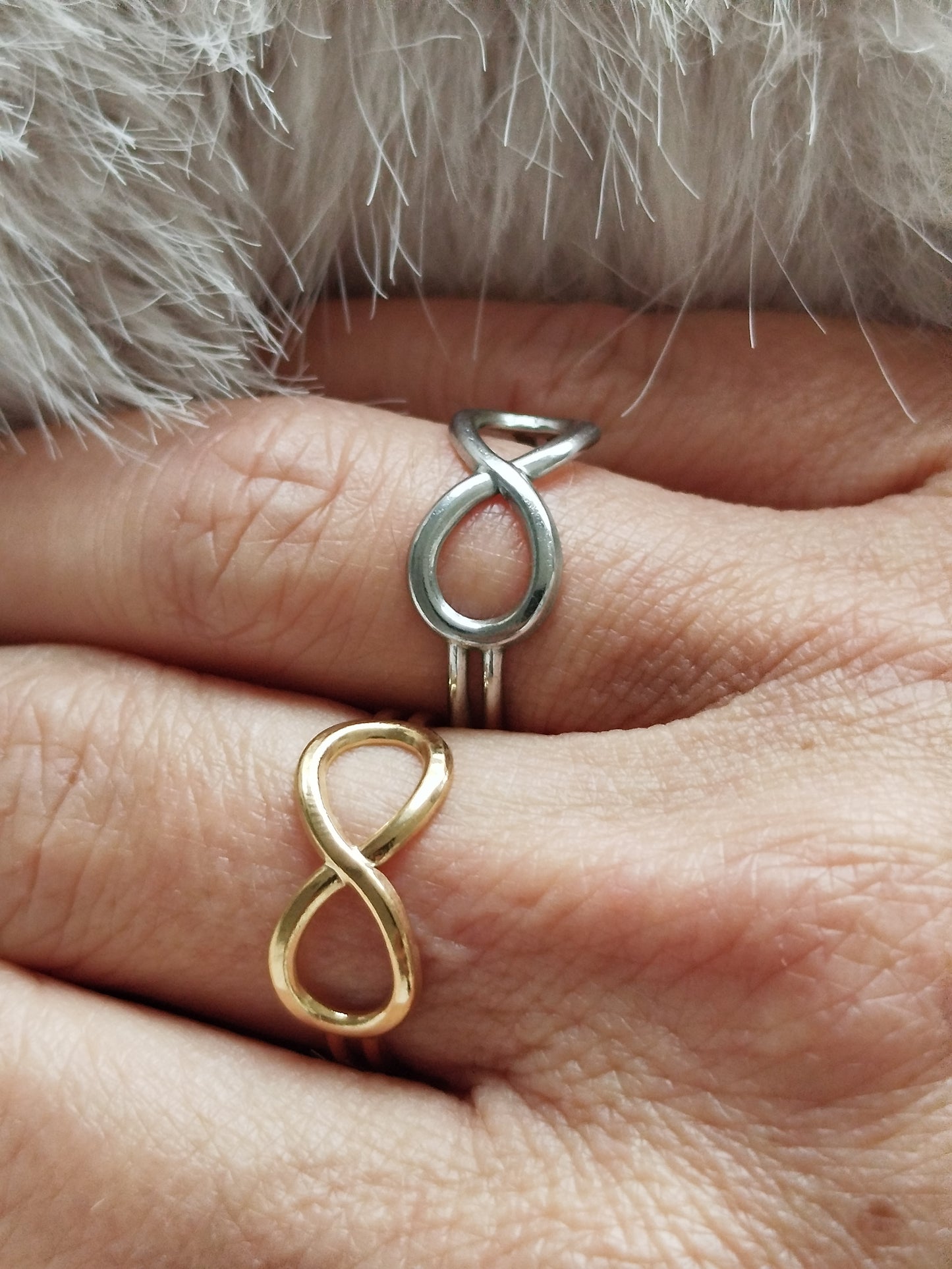 Bague ajustable amour infinie couleur argent ou or