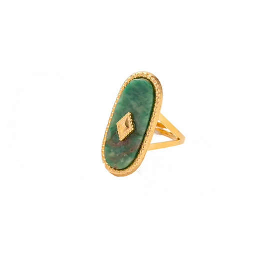 Women's olive ring with green stone